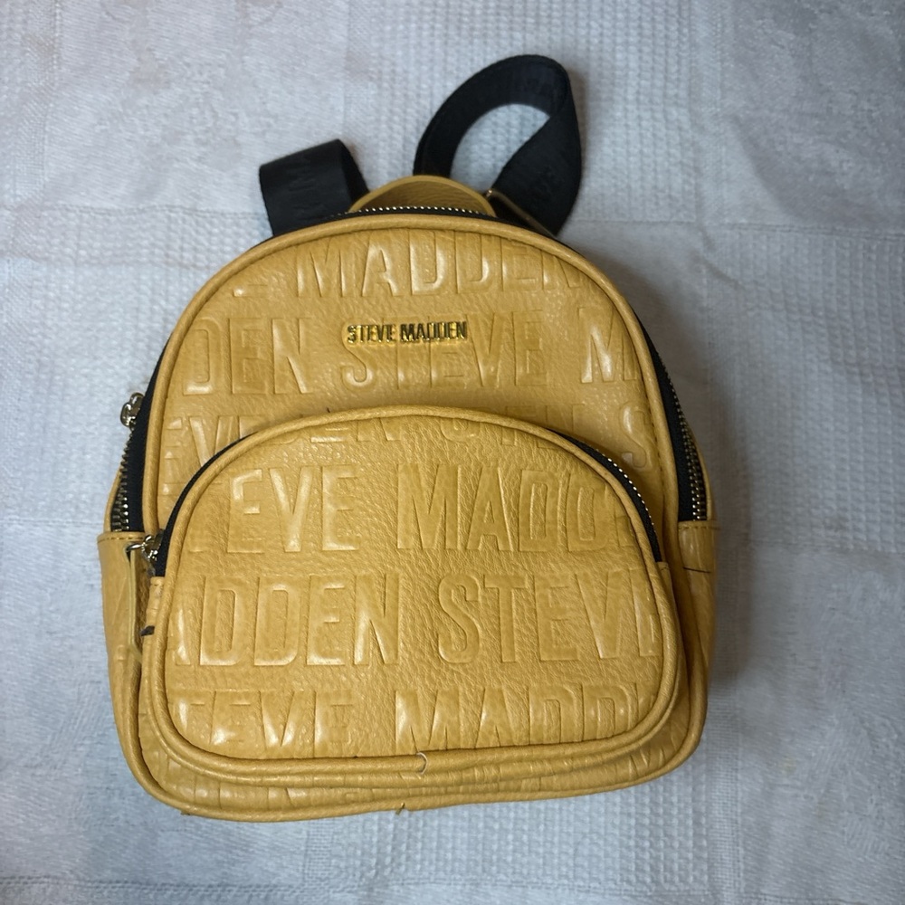Steve Madden Mustard Embossed Backpack